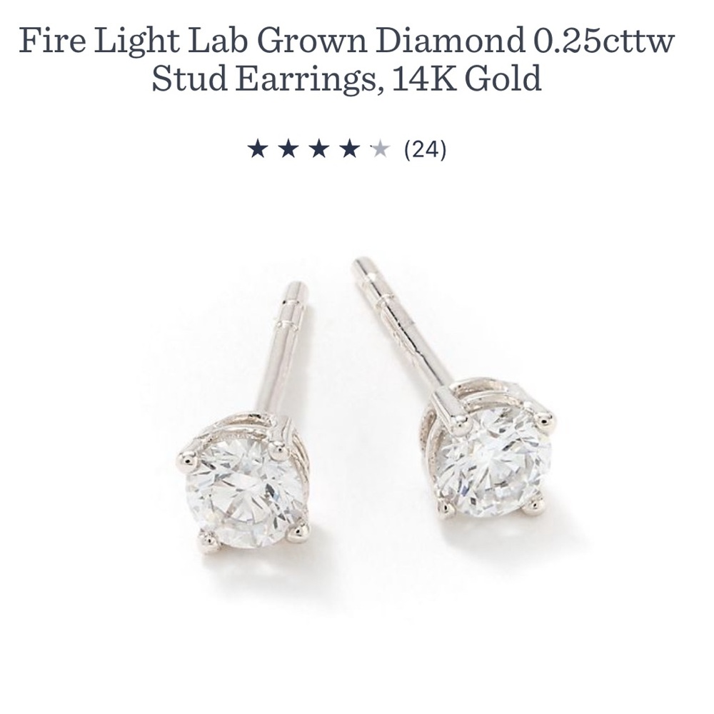 Fire Light Lab Grown Pair Diamond 0.25 Total cttw Stud Earrings in White Gold